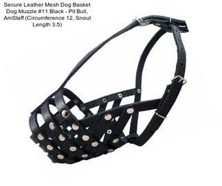 Secure Leather Mesh Dog Basket Dog Muzzle #11 Black - Pit Bull, AmStaff (Circumference 12\