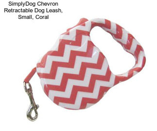 SimplyDog Chevron Retractable Dog Leash, Small, Coral