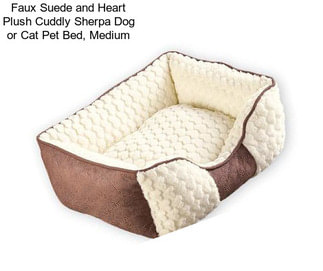 Faux Suede and Heart Plush Cuddly Sherpa Dog or Cat Pet Bed, Medium