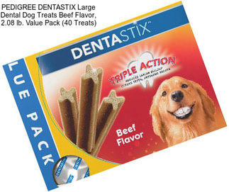 PEDIGREE DENTASTIX Large Dental Dog Treats Beef Flavor, 2.08 lb. Value Pack (40 Treats)