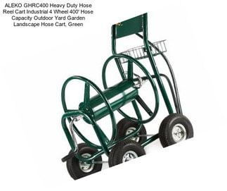ALEKO GHRC400 Heavy Duty Hose Reel Cart Industrial 4 Wheel 400\' Hose Capacity Outdoor Yard Garden Landscape Hose Cart, Green
