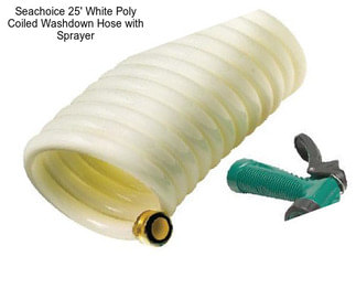 Seachoice 25\' White Poly Coiled Washdown Hose with Sprayer