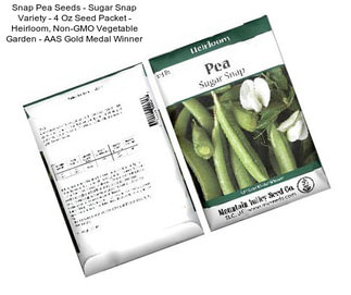 Snap Pea Seeds - Sugar Snap Variety - 4 Oz Seed Packet - Heirloom, Non-GMO Vegetable Garden - AAS Gold Medal Winner