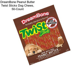 DreamBone Peanut Butter Twist Sticks Dog Chews, 50-Count
