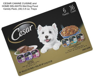 CESAR CANINE CUISINE and HOME DELIGHTS Wet Dog Food Variety Pack, (36) 3.5 oz. Trays