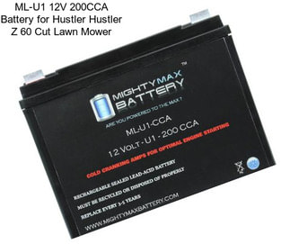 ML-U1 12V 200CCA Battery for Hustler Hustler Z 60 Cut Lawn Mower