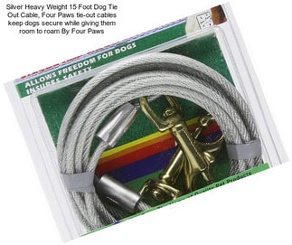 Silver Heavy Weight 15 Foot Dog Tie Out Cable, Four Paws tie-out cables keep dogs secure while giving them room to roam By Four Paws