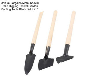 Unique Bargains Metal Shovel Rake Digging Trowel Garden Planting Tools Black Set 3 in 1