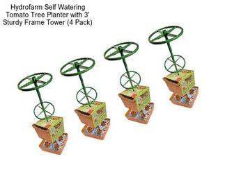 Hydrofarm Self Watering Tomato Tree Planter with 3\' Sturdy Frame Tower (4 Pack)