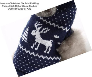 Mosunx Christmas Elk Print Pet Dog Puppy High Collar Warm Clothes Outwear Sweater XXL