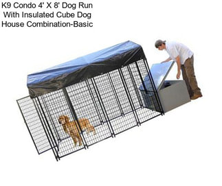 K9 Condo 4\' X 8\' Dog Run With Insulated Cube Dog House Combination-Basic