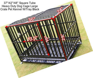 37\'\'/42\'\'/48\'\' Square Tube Heavy Duty Dog Cage Large Crate Pet Kennel W/Tray Black