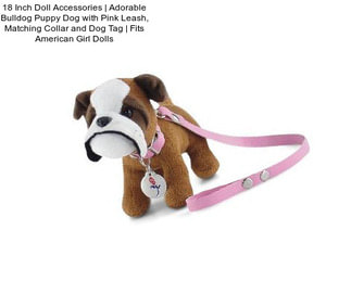 18 Inch Doll Accessories | Adorable Bulldog Puppy Dog with Pink Leash, Matching Collar and Dog Tag | Fits American Girl Dolls