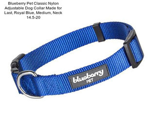 Blueberry Pet Classic Nylon Adjustable Dog Collar Made for Last, Royal Blue, Medium, Neck 14.5\