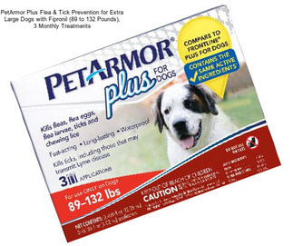 PetArmor Plus Flea & Tick Prevention for Extra Large Dogs with Fipronil (89 to 132 Pounds), 3 Monthly Treatments
