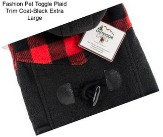 Fashion Pet Toggle Plaid Trim Coat-Black Extra Large