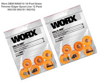 Worx OEM WA0010 10-Foot Grass Trimmer Edger Spool Line 12 Pack WG150 WG151 WG152