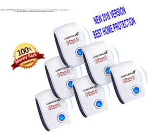 6 PK [2018 NEW UPGRADED] LIGHTSMAX - Ultrasonic Pest Repeller - Electronic Plug -In Pest Control Ultrasonic - Best Repellent for Cockroach Rodents Flies Roaches Ants Mice Spiders Fleas Indoor