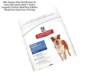 Hill\'s Science Diet (Get $5 back for every $20 spent) Adult 7+ Active Longevity Chicken Meal Rice & Barley Recipe Dry Dog Food, 33 lb bag