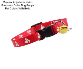 Mosunx Adjustable Nylon Footprints Collar Dog Puppy Pet Collars With Bells