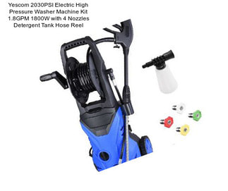 Yescom 2030PSI Electric High Pressure Washer Machine Kit 1.8GPM 1800W with 4 Nozzles Detergent Tank Hose Reel