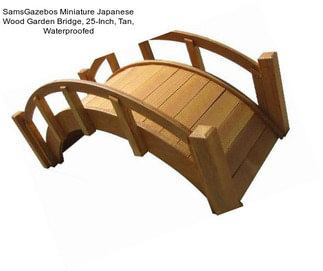 SamsGazebos Miniature Japanese Wood Garden Bridge, 25-Inch, Tan, Waterproofed