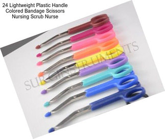 24 Lightweight Plastic Handle Colored Bandage Scissors Nursing Scrub Nurse