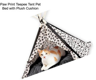 Paw Print Teepee Tent Pet Bed with Plush Cushion