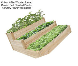 Kinbor 3-Tier Wooden Raised Garden Bed Elevated Planter Kit Grow Flower Vegetables