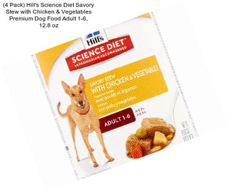 (4 Pack) Hill\'s Science Diet Savory Stew with Chicken & Vegetables Premium Dog Food Adult 1-6, 12.8 oz