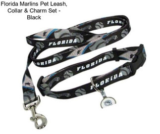 Florida Marlins Pet Leash, Collar & Charm Set - Black