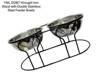 YML DDB7 Wrought Iron Stand with Double Stainless Steel Feeder Bowls