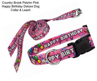 Country Brook Petztm Pink Happy Birthday Deluxe Dog Collar & Leash