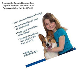 Disposable Doggie Diapers Dog Diaper Absorbant Sanitary - Bulk Packs Available (Mini 40 Pack)