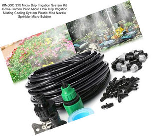 KINGSO 33ft Micro Drip Irrigation System Kit Home Garden Patio Micro Flow Drip Irrigation Misting Cooling System Plastic Mist Nozzle Sprinkler Micro Bubbler