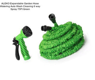 ALEKO Expandable Garden Hose Watering Auto Wash Cleaning 6 way Spray 75Ft Green