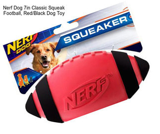 Nerf Dog 7in Classic Squeak Football, Red/Black Dog Toy