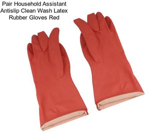 Pair Household Assistant Antislip Clean Wash Latex Rubber Gloves Red