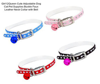 Girl12Queen Cute Adjustable Dog Cat Pet Supplies Buckle Faux Leather Neck Collar with Bell