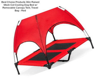 Best Choice Products 36in Raised Mesh Cot Cooling Dog Bed w/ Removable Canopy Tent, Travel Bag - Red