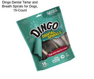 Dingo Dental Tartar and Breath Spirals for Dogs, 15-Count