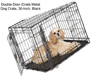 Double Door iCrate Metal Dog Crate, 30-Inch, Black