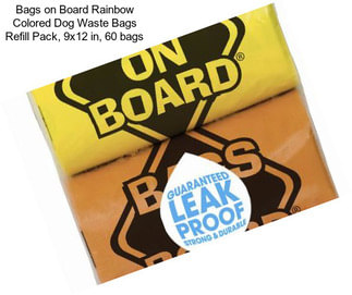 Bags on Board Rainbow Colored Dog Waste Bags Refill Pack, 9x12 in, 60 bags
