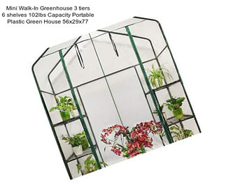 Mini Walk-In Greenhouse 3 tiers 6 shelves 102lbs Capacity Portable Plastic Green House 56\