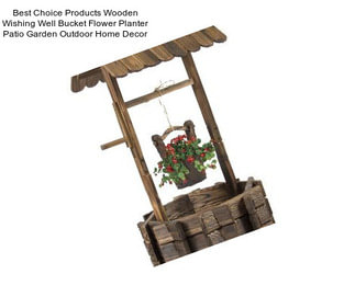 Best Choice Products Wooden Wishing Well Bucket Flower Planter Patio Garden Outdoor Home Decor