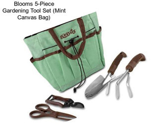 Blooms 5-Piece Gardening Tool Set (Mint Canvas Bag)