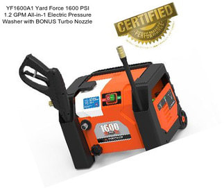 YF1600A1 Yard Force 1600 PSI 1.2 GPM All-in-1 Electric Pressure Washer with BONUS Turbo Nozzle