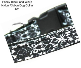 Fancy Black and White Nylon Ribbon Dog Collar Sm