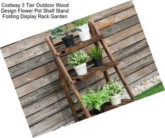 Costway 3 Tier Outdoor Wood Design Flower Pot Shelf Stand Folding Display Rack Garden