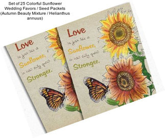 Set of 25 Colorful Sunflower Wedding Favors / Seed Packets (Autumn Beauty Mixture / Helianthus annuus)